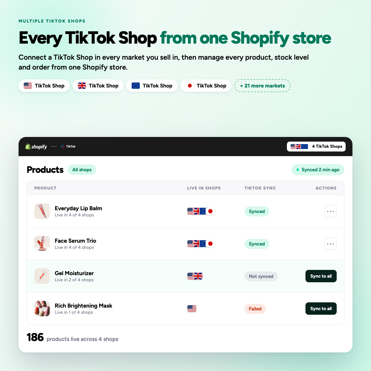 Stand-in screenshot of the Syncato product list, to be replaced with the location mapping screen