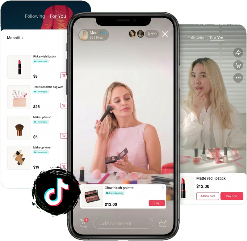 Shopify products selling in a TikTok Shop live video